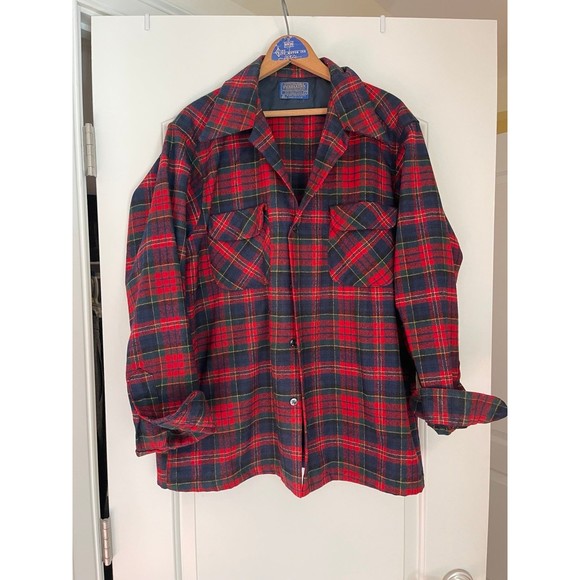 Vintage 1960s/1970s Authentic Pendleton Wool Plaid Button Down - Picture 1 of 7